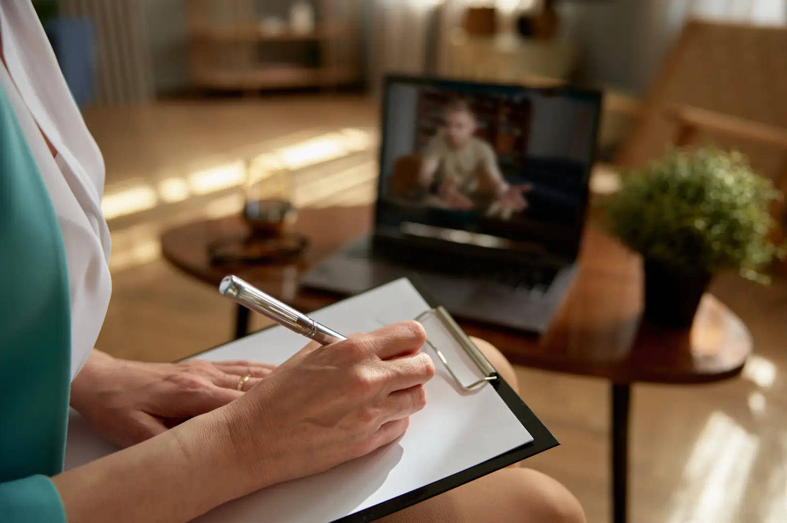 Telehealth psychologist session by secure video